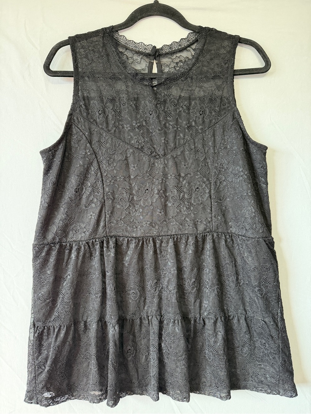 Sloane & Sadie Womens Whimsigoth Lace Sleeveless Top XL Black Fairy Grunge Goth